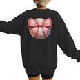 Baseball Mom Coquette Pink Bow Baseball Mom Women's Sweatshirt Back Print