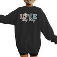Baseball Mom Love My Boy Retro Casual Letter Print Women's Sweatshirt Back Print