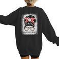 Baseball Mom Messy Bun Hair Player Mom Women's Sweatshirt Back Print Baseball Mom Messy Bun Hair Player Mom Women's Sweatshirt Back Print