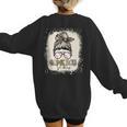 Bleached Messy Bun Game Day Vibes Baseball Mom Game Day Women's Sweatshirt Back Print