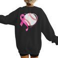 Breast Cancer Awareness Baseball Mom Women's Sweatshirt Back Print Breast Cancer Awareness Baseball Mom Women's Sweatshirt Back Print
