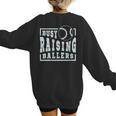 Busy Raising Ballers Graphic For Baseball Moms Women's Sweatshirt Back Print