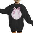 Coquette Baseball Mom Pink Bow Baseball Mama Women's Sweatshirt Back Print Coquette Baseball Mom Pink Bow Baseball Mama Women's Sweatshirt Back Print