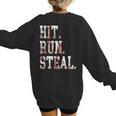 Hit Run Steal Baseball Mom For Women Baseball Women's Sweatshirt Back Print Hit Run Steal Baseball Mom For Women Baseball Women's Sweatshirt Back Print