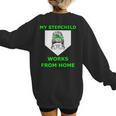 Messy Bun Baseball Mom My Stepchild Works From Home Women's Sweatshirt Back Print
