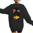 Messy Bun Baseball Mom Turkey Face Matching Thanksgiving Women's Sweatshirt Back Print Messy Bun Baseball Mom Turkey Face Matching Thanksgiving Women's Sweatshirt Back Print