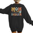 Mom Of The Birthday Baller Groovy Baseball Mom Women's Sweatshirt Back Print Mom Of The Birthday Baller Groovy Baseball Mom Women's Sweatshirt Back Print