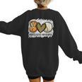Peace Love Baseball Mom Leopard Print Mother's Day Women's Sweatshirt Back Print Peace Love Baseball Mom Leopard Print Mother's Day Women's Sweatshirt Back Print