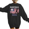 Proud Baseball MOM USA American Flag Family Game Day Women's Sweatshirt Back Print