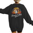 Vintage Retro Sunset Baseball Mom Mother's Day Women's Sweatshirt Back Print Vintage Retro Sunset Baseball Mom Mother's Day Women's Sweatshirt Back Print