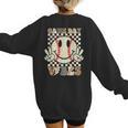 Women Kids Baseball Game Day Vibes Smile Baseball Mom Women's Sweatshirt Back Print
