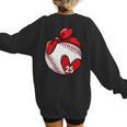Womens Custom Baseball Mom Number 25 Heart For Mom Mommy Women's Sweatshirt Back Print Womens Custom Baseball Mom Number 25 Heart For Mom Mommy Women's Sweatshirt Back Print