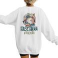 Artsy Baseball Mom Flowers Unique Game Day Ball Distressed Women's Sweatshirt Back Print