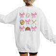 Baseball Coquette Bow Baseball Mama Baseball Mom Premium Women's Sweatshirt Back Print
