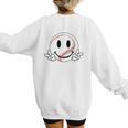 Baseball Mom Era Ball Mom Smile Face Groovy Mother's Day Women's Sweatshirt Back Print Baseball Mom Era Ball Mom Smile Face Groovy Mother's Day Women's Sweatshirt Back Print