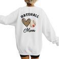 Baseball Mom Leopard Heart Baseball Player Kids Women's Sweatshirt Back Print