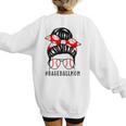 Baseball Mom Leopard Messy Bun Game Day Women's Sweatshirt Back Print