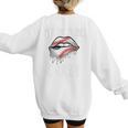 Baseball Mom Pitches Be Crazy Lips Premium Women's Sweatshirt Back Print