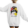 Baseball Mom Softball Mom Of Both Messy Bun Mother's Day Women's Sweatshirt Back Print Baseball Mom Softball Mom Of Both Messy Bun Mother's Day Women's Sweatshirt Back Print