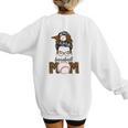 Baseball Mom Women Messy Bun Leopard Mother's Day Women's Sweatshirt Back Print Baseball Mom Women Messy Bun Leopard Mother's Day Women's Sweatshirt Back Print