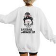 Baseball Momster Messy Bun Skull Mom For Women Halloween Women's Sweatshirt Back Print Baseball Momster Messy Bun Skull Mom For Women Halloween Women's Sweatshirt Back Print
