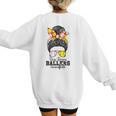 Busy Raising Ballers Softball Messy Bun Baseball Mom Women's Sweatshirt Back Print Busy Raising Ballers Softball Messy Bun Baseball Mom Women's Sweatshirt Back Print