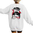 Canadian Baseball Mom Canada Flag Baseball Girl Women's Sweatshirt Back Print