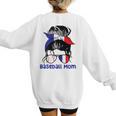 French Baseball Mom France Messy Bun Women's Sweatshirt Back Print French Baseball Mom France Messy Bun Women's Sweatshirt Back Print