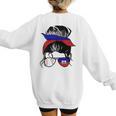 Haitian Baseball Mom Haiti Flag Baseball Girl Women's Sweatshirt Back Print Haitian Baseball Mom Haiti Flag Baseball Girl Women's Sweatshirt Back Print