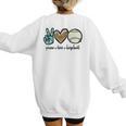 Peace Love Baseball Lover Motif For Women Pink Baseball Mom Women's Sweatshirt Back Print