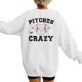Pitches Be Crazy Baseball Moms Softball Players Hey Batter Women's Sweatshirt Back Print Pitches Be Crazy Baseball Moms Softball Players Hey Batter Women's Sweatshirt Back Print