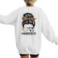 Soccer Baseball Mom Of Both Messy Bun Leopard Mother's Day Women's Sweatshirt Back Print Soccer Baseball Mom Of Both Messy Bun Leopard Mother's Day Women's Sweatshirt Back Print