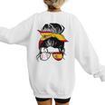 Spanish Baseball Mom Messy Bun Spain Baseball Girl Women's Sweatshirt Back Print