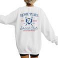 Spring 2024 Season Cute Baseball Mom Home Plate Social Club Women's Sweatshirt Back Print Spring 2024 Season Cute Baseball Mom Home Plate Social Club Women's Sweatshirt Back Print