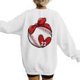 Womens Custom Baseball Mom Number 22 Heart For Mom Mommy Premium Women's Sweatshirt Back Print