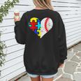 Autism Baseball Heart Autism Puzzle Baseball Mom Women's Sweatshirt Back Print