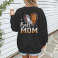 Ball Mom Heart Basketball Baseball Mom Women's Sweatshirt Back Print Ball Mom Heart Basketball Baseball Mom Women's Sweatshirt Back Print