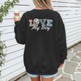 Baseball Mom Love My Boy Retro Casual Letter Print Women's Sweatshirt Back Print