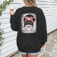 Baseball Mom Messy Bun Hair Player Mom Women's Sweatshirt Back Print Baseball Mom Messy Bun Hair Player Mom Women's Sweatshirt Back Print