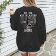 Baseball Mom My Son Will Be Waiting For You At Home Women's Sweatshirt Back Print Baseball Mom My Son Will Be Waiting For You At Home Women's Sweatshirt Back Print
