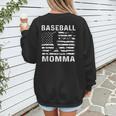 Baseball Momma Mom USA Flag 4th Of July Women's Sweatshirt Back Print