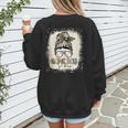 Bleached Messy Bun Game Day Vibes Baseball Mom Game Day Women's Sweatshirt Back Print