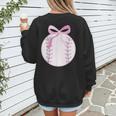 Coquette Baseball Mom Pink Bow Baseball Mama Women's Sweatshirt Back Print Coquette Baseball Mom Pink Bow Baseball Mama Women's Sweatshirt Back Print