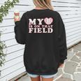 My Heart Is On That Court Baseball Mom Women's Sweatshirt Back Print My Heart Is On That Court Baseball Mom Women's Sweatshirt Back Print
