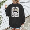 Leopard Messy Bun Mom Mother's Day Baseball Mommy Women's Sweatshirt Back Print Leopard Messy Bun Mom Mother's Day Baseball Mommy Women's Sweatshirt Back Print