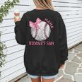 Mama Biggest Fan Coquette Bow Baseball Mom Fan Mother's Day Women's Sweatshirt Back Print Mama Biggest Fan Coquette Bow Baseball Mom Fan Mother's Day Women's Sweatshirt Back Print