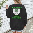 Messy Bun Baseball Mom My Stepchild Works From Home Women's Sweatshirt Back Print