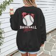 Softball Baseball Mom Floral Tee Mother's Day Women's Sweatshirt Back Print Softball Baseball Mom Floral Tee Mother's Day Women's Sweatshirt Back Print