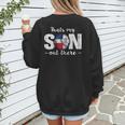 Thats My Son Out There For a Dominican Baseball Mom Women's Sweatshirt Back Print