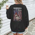 Vintage USA Flag Baseball Player Proud Baseball Mom Women's Sweatshirt Back Print Vintage USA Flag Baseball Player Proud Baseball Mom Women's Sweatshirt Back Print
